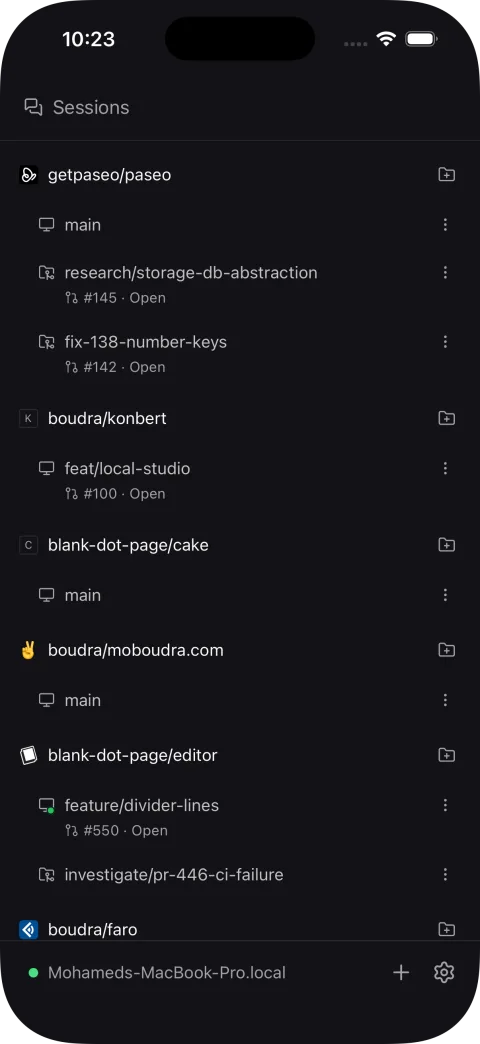 Pier sessions list